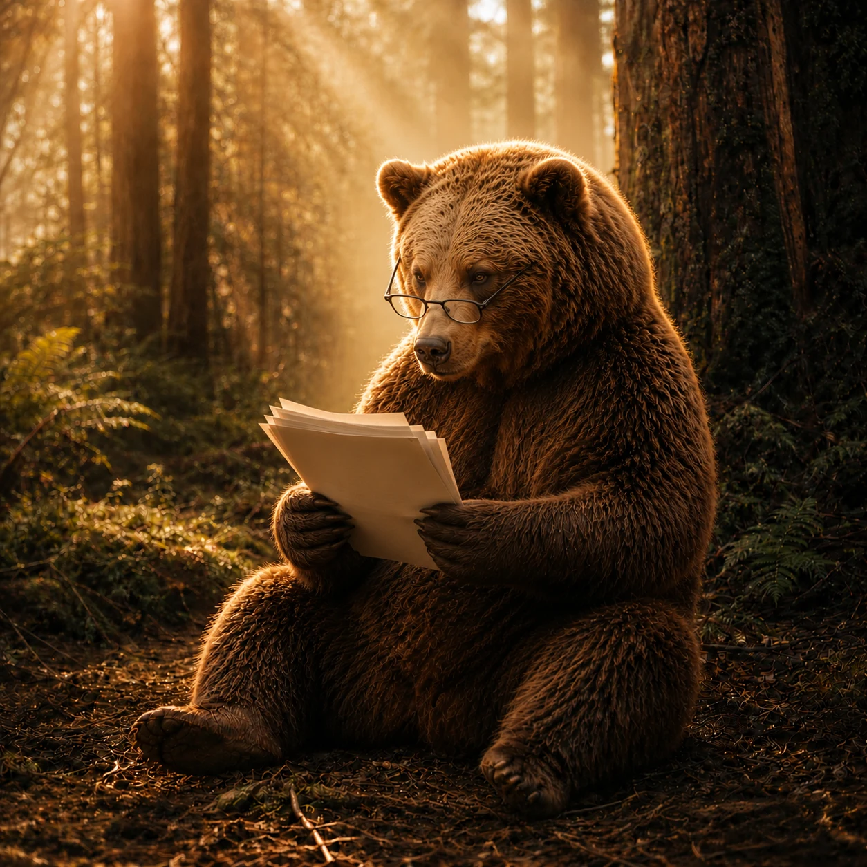 The cahbi bear, reading